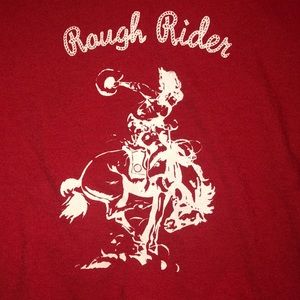 Red “rough rider” John galt crop top